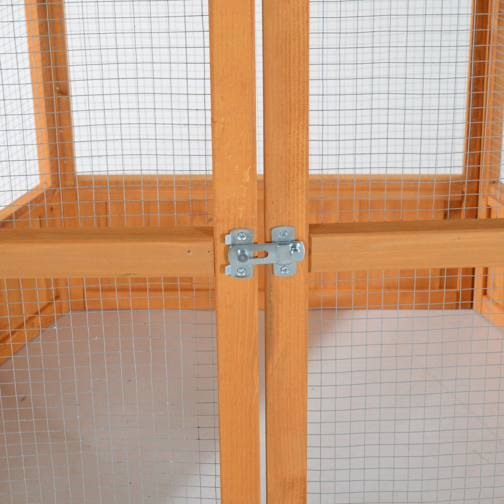 Large Wooden Hexagonal Outdoor Aviary Flight Bird Cage with Covered Roof