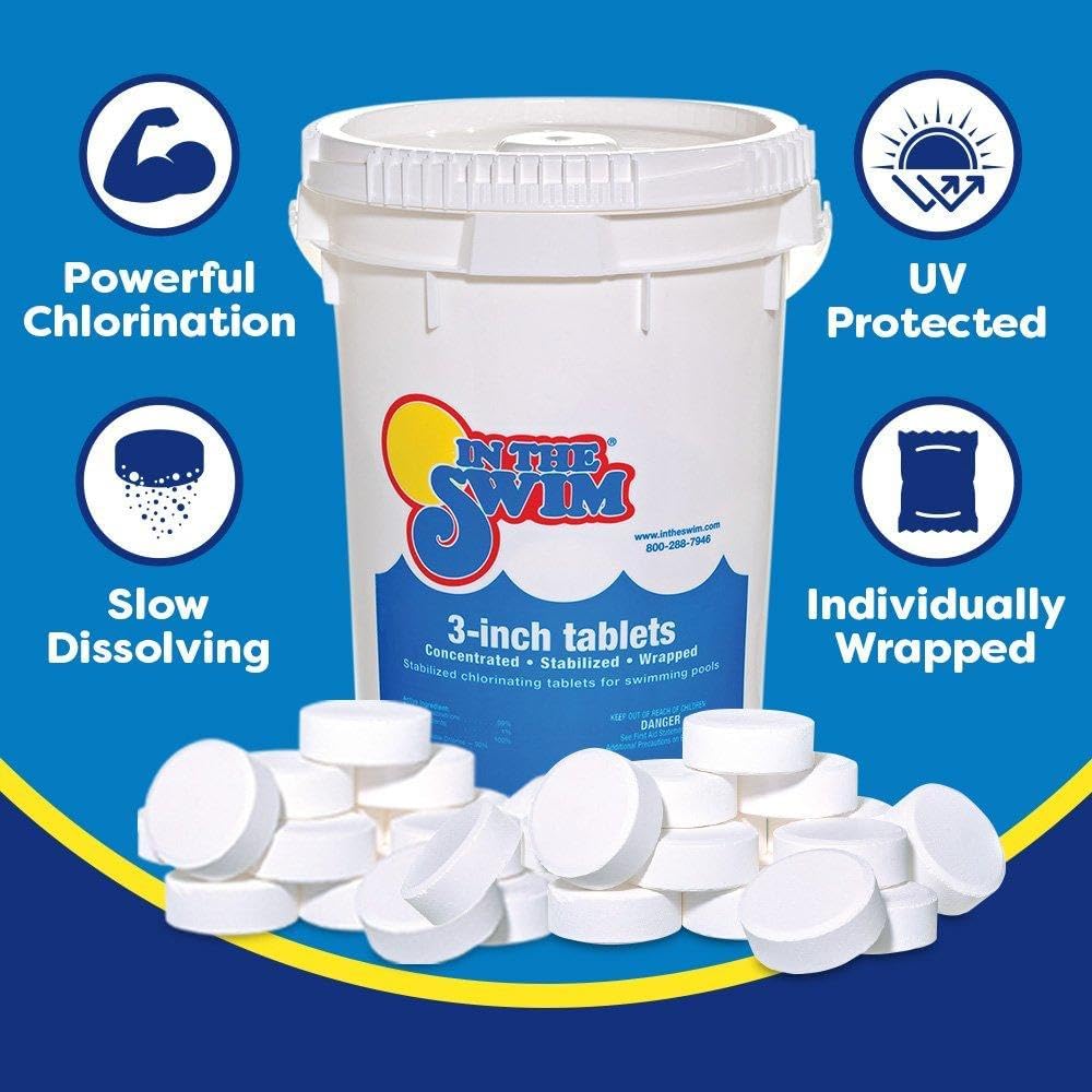 In The Swim 3 Inch Stabilized Chlorine Tablets for Sanitizing Swimming Pools