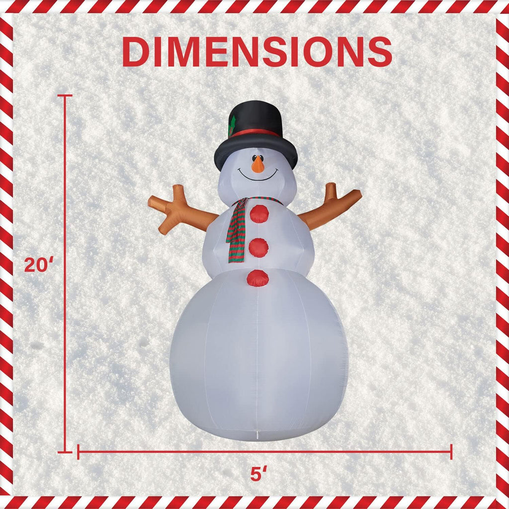 Farm 20ft. Tall Pre-Lighted Christmas Inflatable | Happy Snowman with RGB Lights and Storage Bag | Outdoor Holiday Amplified Holiday Celebration Party Decoration